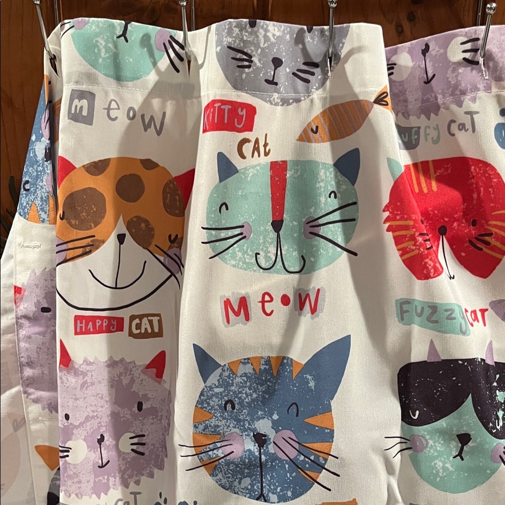 Colorful Cat Print Shower  Curtain